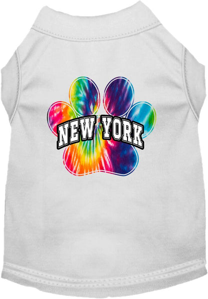 Pet Dog & Cat Screen Printed Shirt for Small to Medium Pets (Sizes XS-XL), "New York Bright Tie Dye"