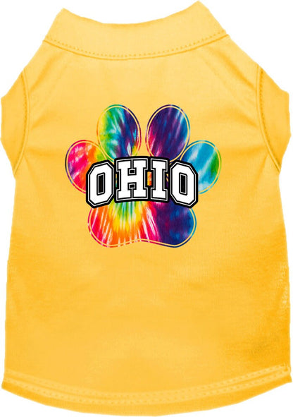 Pet Dog & Cat Screen Printed Shirt for Small to Medium Pets (Sizes XS-XL), "Ohio Bright Tie Dye"