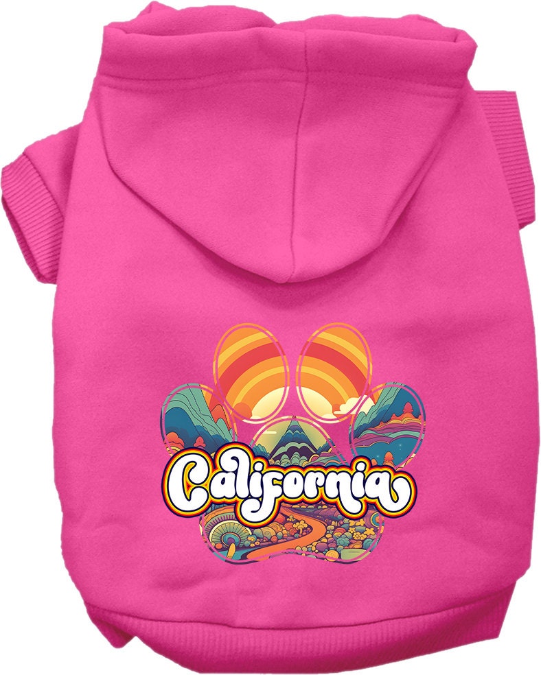 Pet Dog & Cat Screen Printed Hoodie for Small to Medium Pets (Sizes XS-XL), "California Groovy Summit"