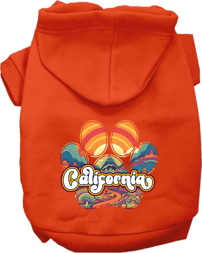 Pet Dog & Cat Screen Printed Hoodie for Small to Medium Pets (Sizes XS-XL), "California Groovy Summit"