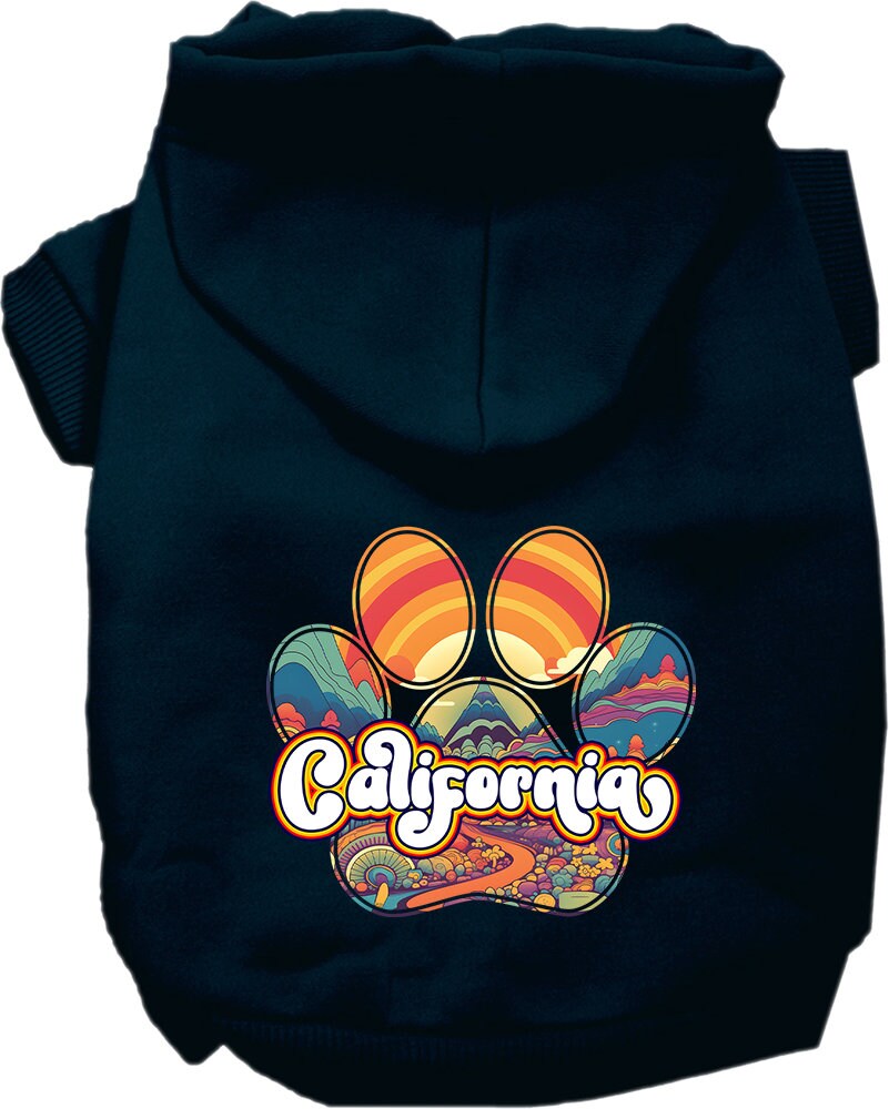 Pet Dog & Cat Screen Printed Hoodie for Medium to Large Pets (Sizes 2XL-6XL), "California Groovy Summit"
