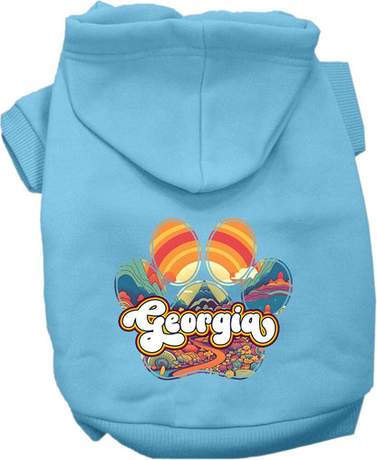 Pet Dog & Cat Screen Printed Hoodie for Small to Medium Pets (Sizes XS-XL), "Georgia Groovy Summit"