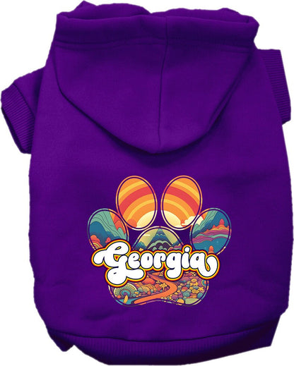 Pet Dog & Cat Screen Printed Hoodie for Medium to Large Pets (Sizes 2XL-6XL), "Georgia Groovy Summit"