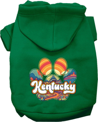 Pet Dog & Cat Screen Printed Hoodie for Small to Medium Pets (Sizes XS-XL), "Kentucky Groovy Summit"