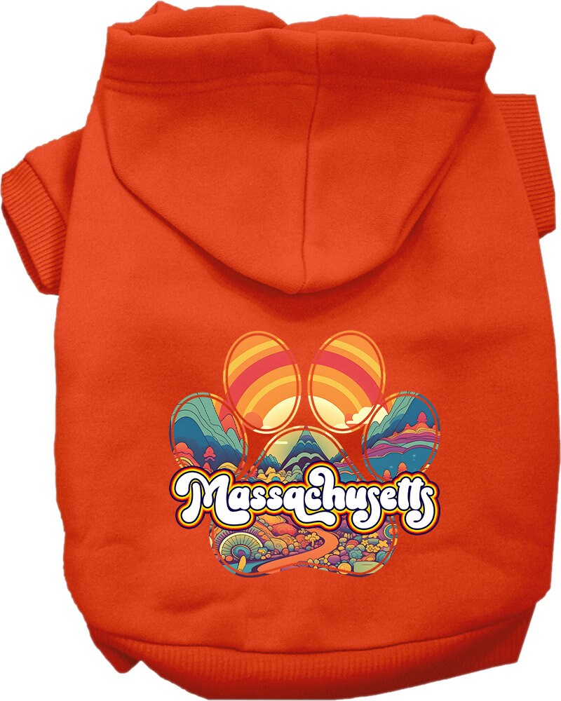 Pet Dog & Cat Screen Printed Hoodie for Small to Medium Pets (Sizes XS-XL), "Massachusetts Groovy Summit"