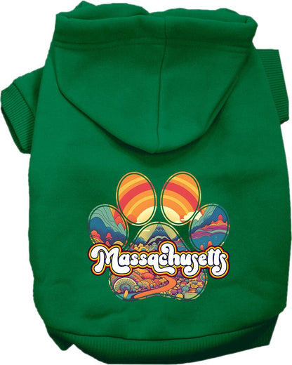 Pet Dog & Cat Screen Printed Hoodie for Small to Medium Pets (Sizes XS-XL), "Massachusetts Groovy Summit"