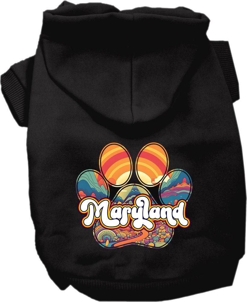 Pet Dog & Cat Screen Printed Hoodie for Small to Medium Pets (Sizes XS-XL), "Maryland Groovy Summit"