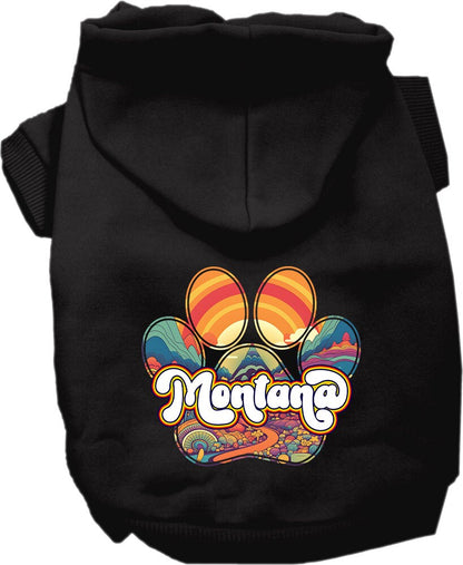 Pet Dog & Cat Screen Printed Hoodie for Medium to Large Pets (Sizes 2XL-6XL), "Montana Groovy Summit"