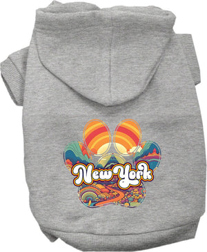 Pet Dog & Cat Screen Printed Hoodie for Medium to Large Pets (Sizes 2XL-6XL), "New York Groovy Summit"