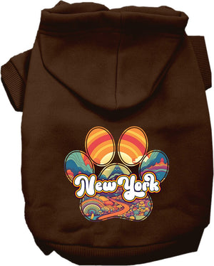 Pet Dog & Cat Screen Printed Hoodie for Medium to Large Pets (Sizes 2XL-6XL), "New York Groovy Summit"