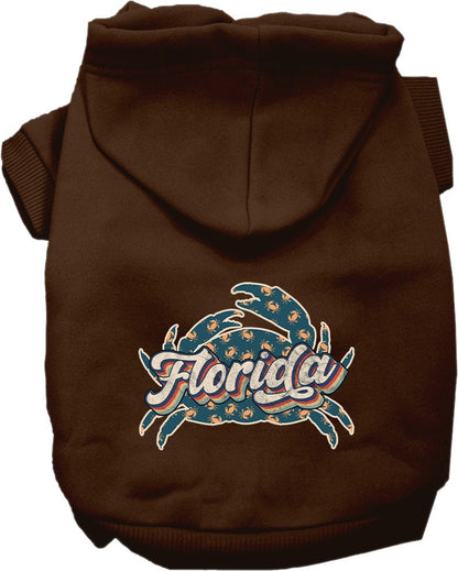 Pet Dog & Cat Screen Printed Hoodie for Medium to Large Pets (Sizes 2XL-6XL), "Florida Retro Crabs"