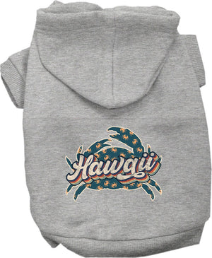 Pet Dog & Cat Screen Printed Hoodie for Medium to Large Pets (Sizes 2XL-6XL), "Hawaii Retro Crabs"