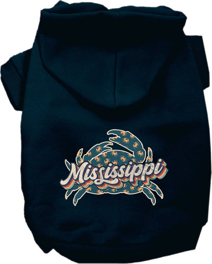 Pet Dog & Cat Screen Printed Hoodie for Medium to Large Pets (Sizes 2XL-6XL), "Mississippi Retro Crabs"