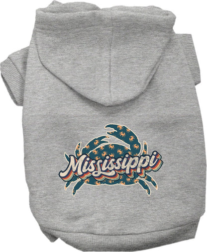 Pet Dog & Cat Screen Printed Hoodie for Medium to Large Pets (Sizes 2XL-6XL), "Mississippi Retro Crabs"