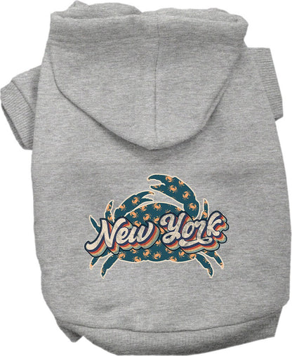 Pet Dog & Cat Screen Printed Hoodie for Small to Medium Pets (Sizes XS-XL), "New York Retro Crabs"