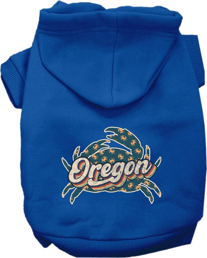 Pet Dog & Cat Screen Printed Hoodie for Small to Medium Pets (Sizes XS-XL), "Oregon Retro Crabs"