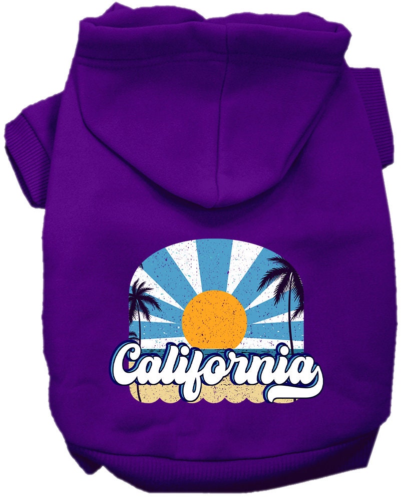 Pet Dog & Cat Screen Printed Hoodie for Small to Medium Pets (Sizes XS-XL), "California Coast"