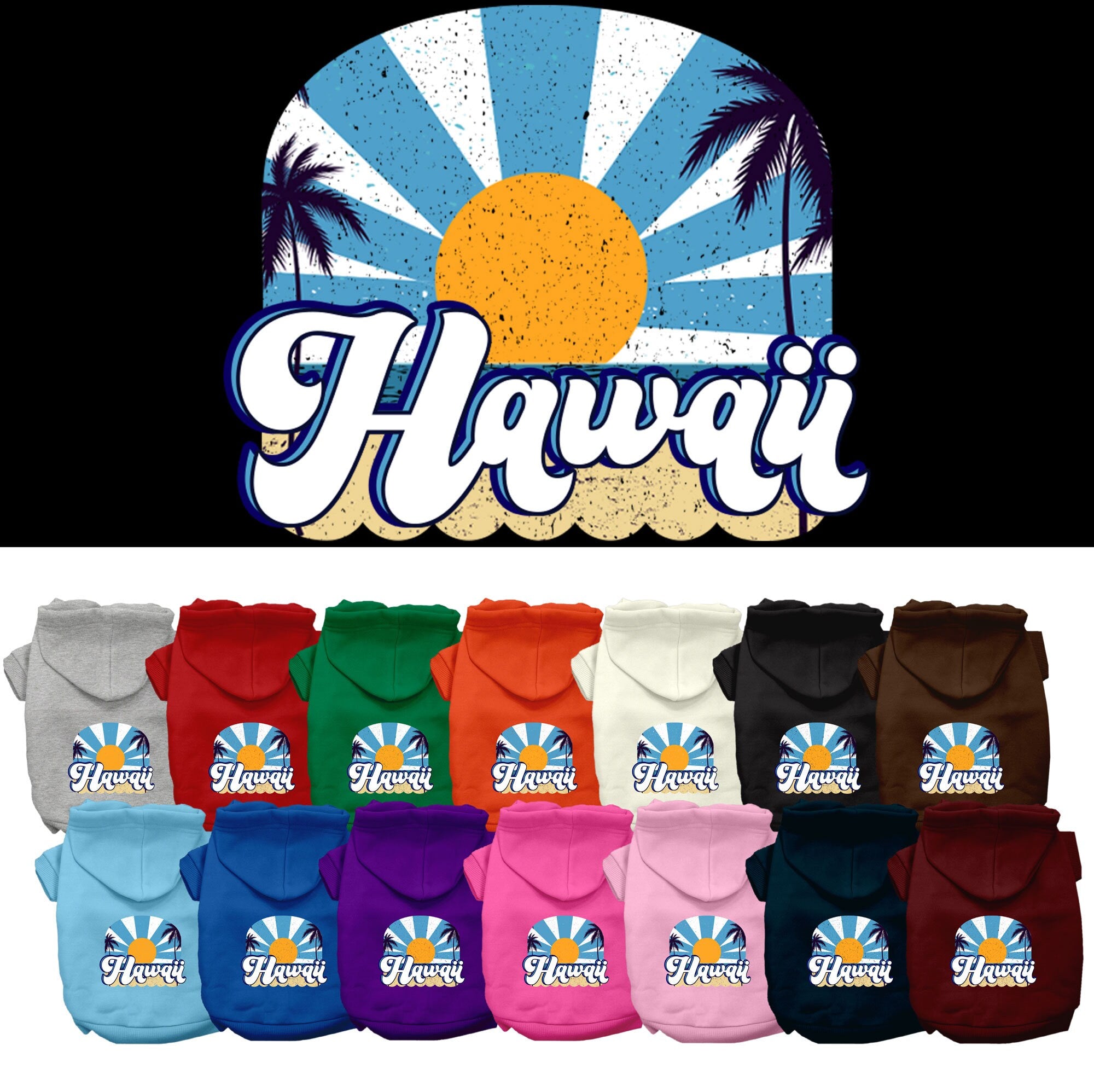 Pet Dog & Cat Screen Printed Hoodie for Medium to Large Pets (Sizes 2XL-6XL), &quot;Hawaii Coast&quot;