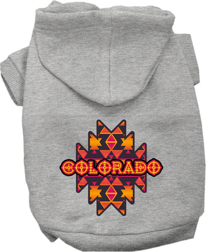 Pet Dog & Cat Screen Printed Hoodie for Medium to Large Pets (Sizes 2XL-6XL), "Colorado Navajo Tribal"