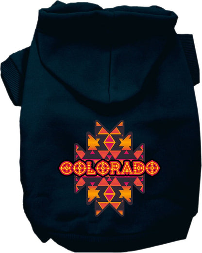 Pet Dog & Cat Screen Printed Hoodie for Medium to Large Pets (Sizes 2XL-6XL), "Colorado Navajo Tribal"