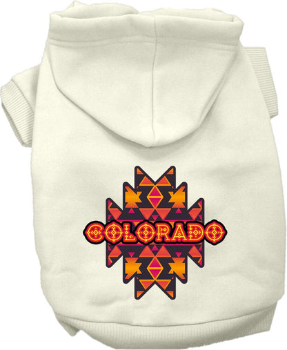 Pet Dog & Cat Screen Printed Hoodie for Medium to Large Pets (Sizes 2XL-6XL), "Colorado Navajo Tribal"