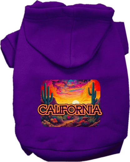 Pet Dog & Cat Screen Printed Hoodie for Small to Medium Pets (Sizes XS-XL), "California Neon Desert"