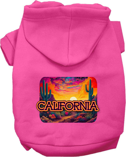 Pet Dog & Cat Screen Printed Hoodie for Medium to Large Pets (Sizes 2XL-6XL), "California Neon Desert"