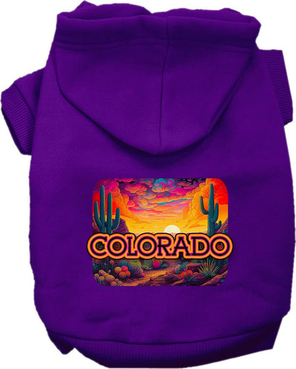 Pet Dog & Cat Screen Printed Hoodie for Medium to Large Pets (Sizes 2XL-6XL), "Colorado Neon Desert"