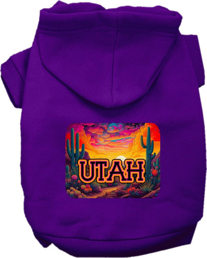 Pet Dog & Cat Screen Printed Hoodie for Medium to Large Pets (Sizes 2XL-6XL), "Utah Neon Desert"