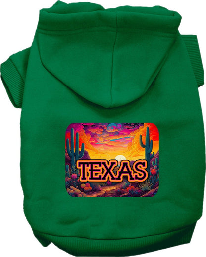 Pet Dog & Cat Screen Printed Hoodie for Small to Medium Pets (Sizes XS-XL), "Texas Neon Desert"