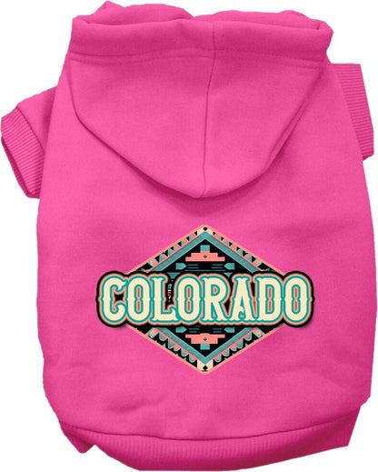 Pet Dog & Cat Screen Printed Hoodie for Small to Medium Pets (Sizes XS-XL), "Colorado Peach Aztec"