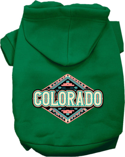 Pet Dog & Cat Screen Printed Hoodie for Small to Medium Pets (Sizes XS-XL), "Colorado Peach Aztec"