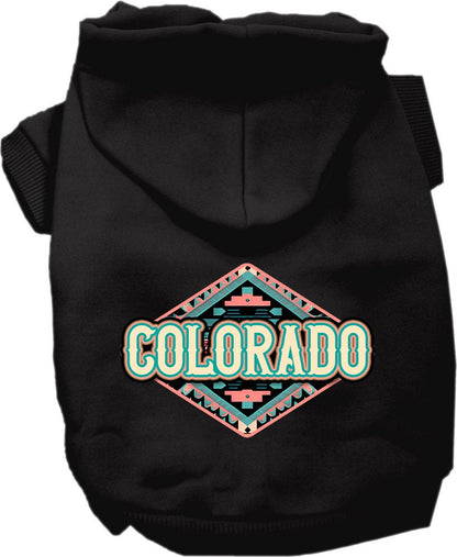 Pet Dog & Cat Screen Printed Hoodie for Medium to Large Pets (Sizes 2XL-6XL), "Colorado Peach Aztec"