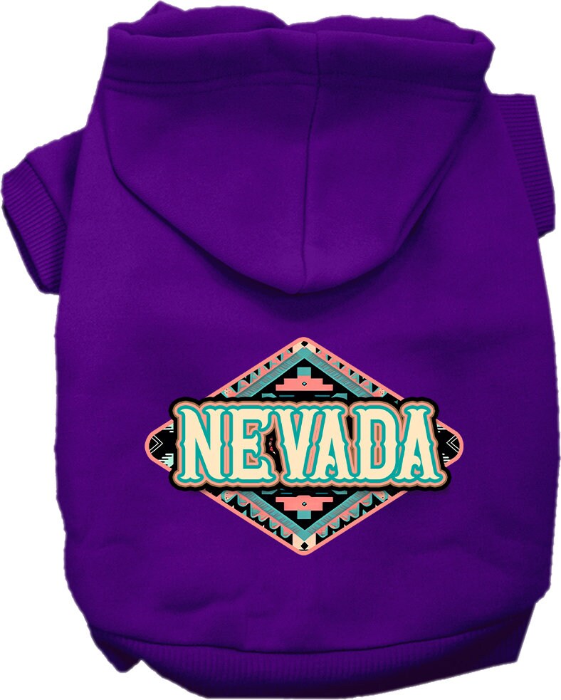 Pet Dog & Cat Screen Printed Hoodie for Medium to Large Pets (Sizes 2XL-6XL), "Nevada Peach Aztec"