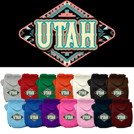 Pet Dog & Cat Screen Printed Hoodie for Small to Medium Pets (Sizes XS-XL), &quot;Utah Peach Aztec&quot;