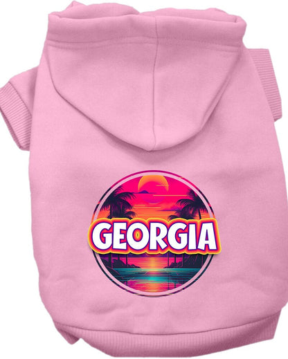 Pet Dog & Cat Screen Printed Hoodie for Medium to Large Pets (Sizes 2XL-6XL), "Georgia Neon Beach Sunset"