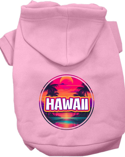 Pet Dog & Cat Screen Printed Hoodie for Small to Medium Pets (Sizes XS-XL), "Hawaii Neon Beach Sunset"