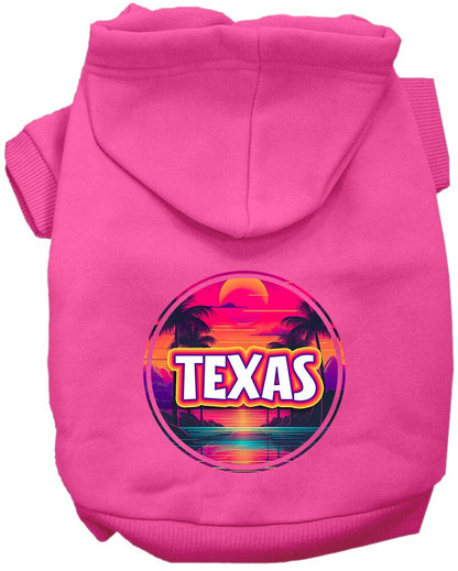 Pet Dog & Cat Screen Printed Hoodie for Medium to Large Pets (Sizes 2XL-6XL), "Texas Neon Beach Sunset"