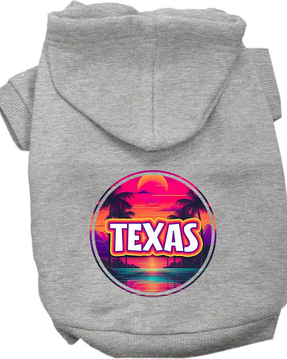 Pet Dog & Cat Screen Printed Hoodie for Medium to Large Pets (Sizes 2XL-6XL), "Texas Neon Beach Sunset"