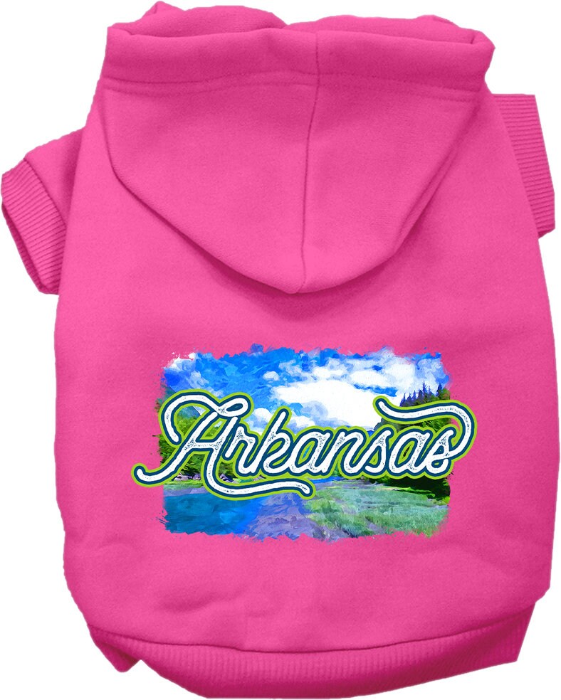 Pet Dog & Cat Screen Printed Hoodie for Small to Medium Pets (Sizes XS-XL), "Arkansas Summer"