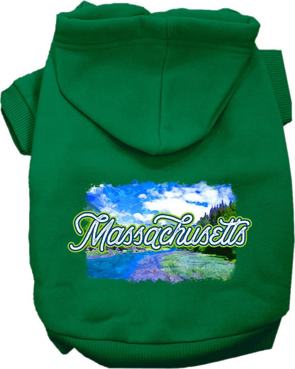 Pet Dog & Cat Screen Printed Hoodie for Small to Medium Pets (Sizes XS-XL), "Massachusetts Summer"