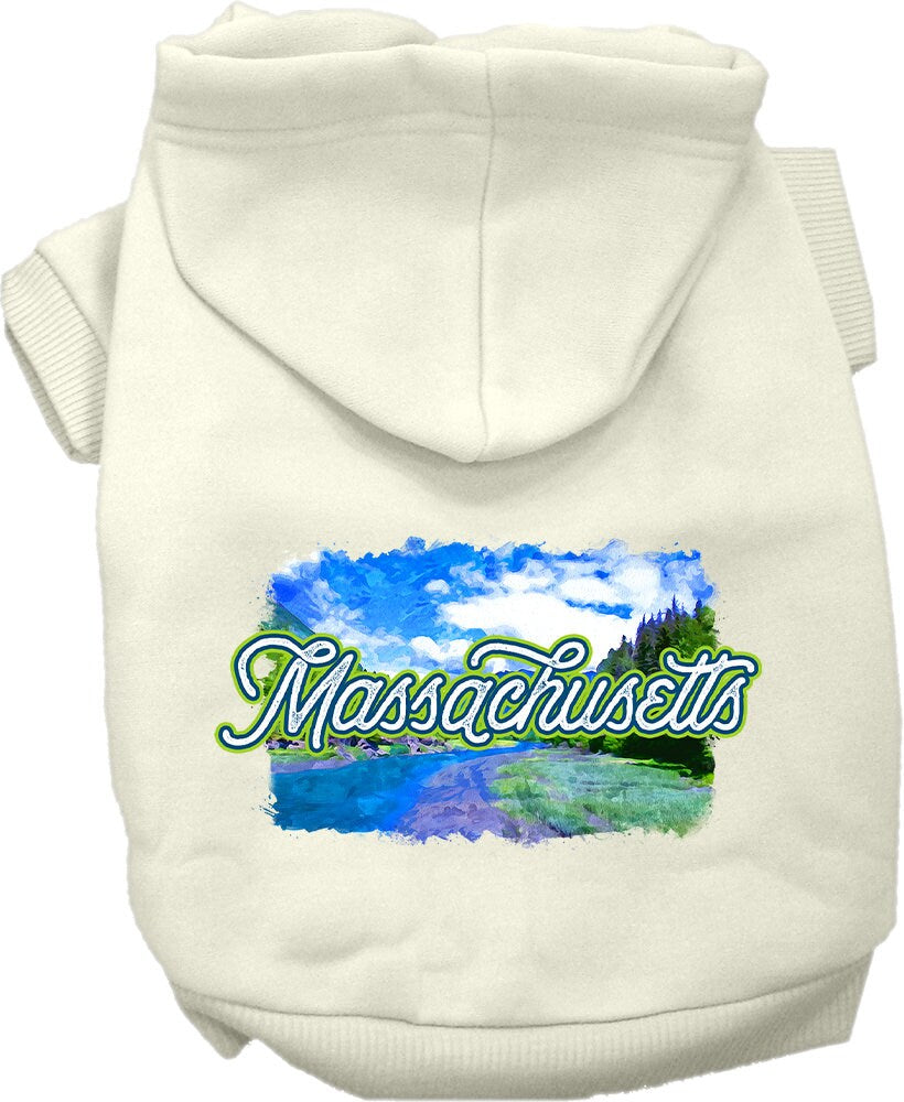 Pet Dog & Cat Screen Printed Hoodie for Small to Medium Pets (Sizes XS-XL), "Massachusetts Summer"