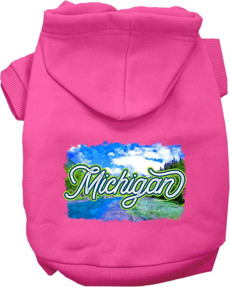 Pet Dog & Cat Screen Printed Hoodie for Small to Medium Pets (Sizes XS-XL), "Michigan Summer"