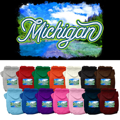 Pet Dog & Cat Screen Printed Hoodie for Medium to Large Pets (Sizes 2XL-6XL), &quot;Michigan Summer&quot;