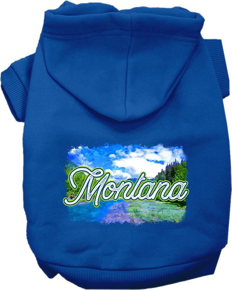 Pet Dog & Cat Screen Printed Hoodie for Medium to Large Pets (Sizes 2XL-6XL), "Montana Summer"
