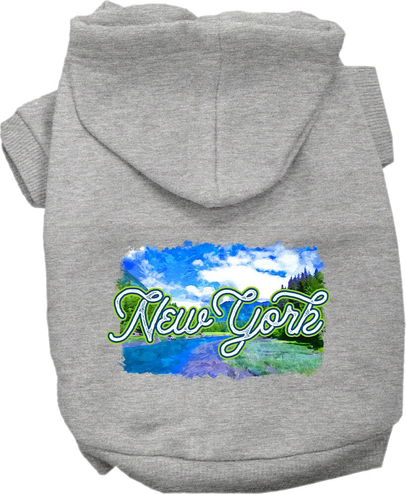 Pet Dog & Cat Screen Printed Hoodie for Small to Medium Pets (Sizes XS-XL), "New York Summer"