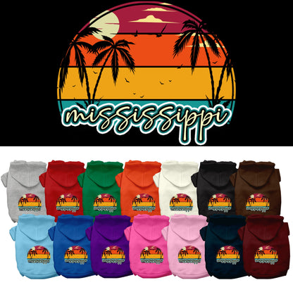 Pet Dog & Cat Screen Printed Hoodie for Medium to Large Pets (Sizes 2XL-6XL), &quot;Mississippi Retro Beach Sunset&quot;