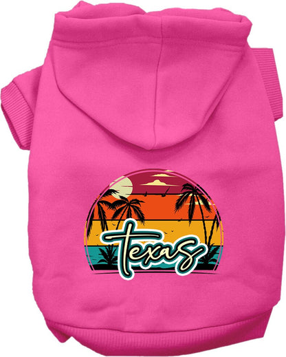 Pet Dog & Cat Screen Printed Hoodie for Small to Medium Pets (Sizes XS-XL), "Texas Retro Beach Sunset"