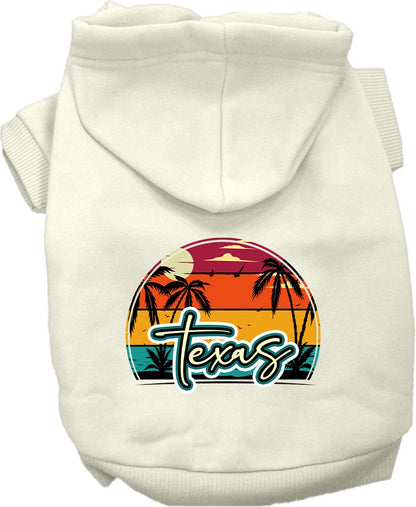 Pet Dog & Cat Screen Printed Hoodie for Small to Medium Pets (Sizes XS-XL), "Texas Retro Beach Sunset"