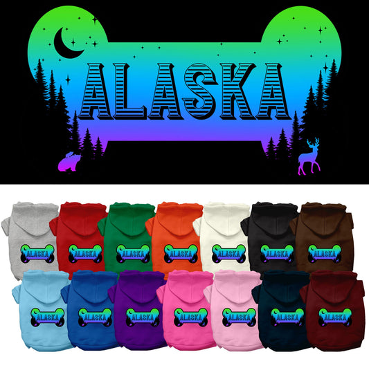 Pet Dog & Cat Screen Printed Hoodie for Medium to Large Pets (Sizes 2XL-6XL), &quot;Alaska Mountain Shades&quot;